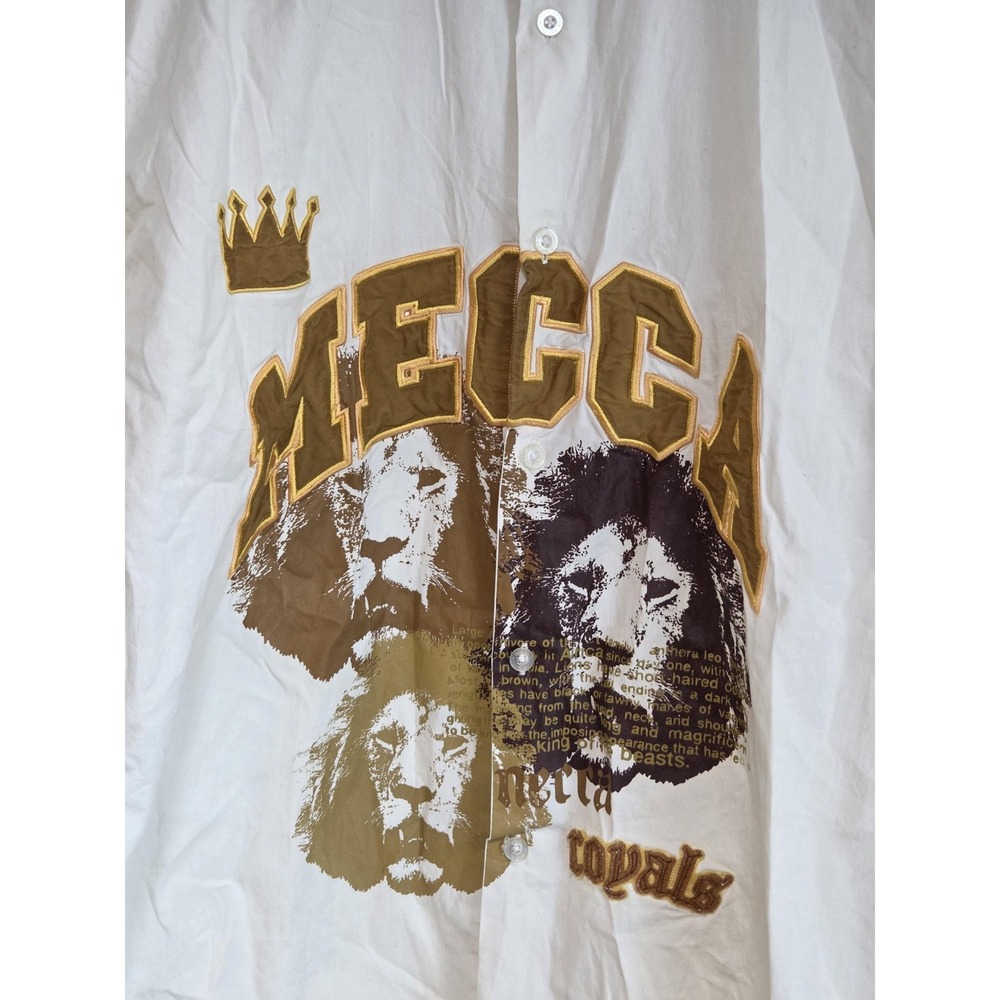Vintage Mecca Shirt Mens Large White Lions Royals Graphic Button Front 2000s
